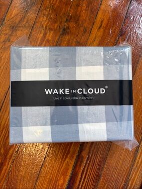 Blue Gingham Duvet Cover Light Blue Plaid Queen Set with 2 Pillowcases NWT